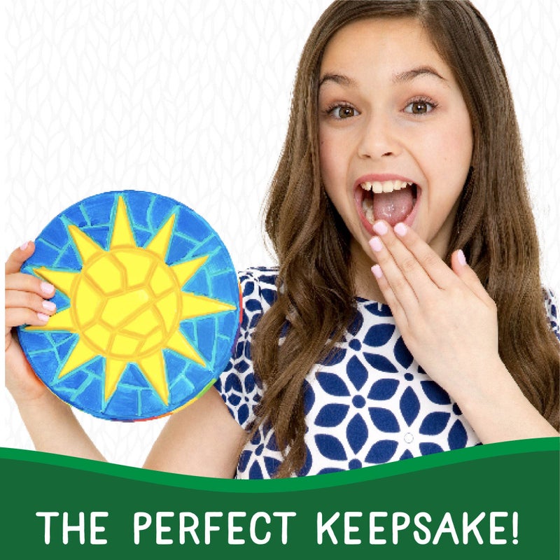 Creative Roots Mosaic Turtle, Hedgehog, & Sun - 3-Pack 7-Inch Ceramic Stepping Stones & 6 Vibrant Paints, Paint Your Own DIY Stepping Stones for Kids Ages 8+ - Image 4